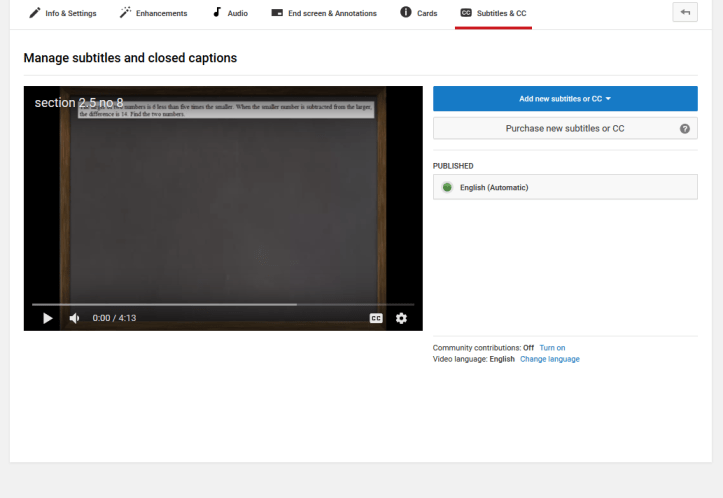 A picture of the screen to start auto-captions.