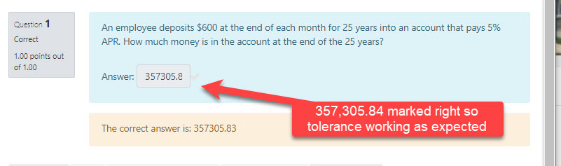 An image showing the tolerance feature is working.
