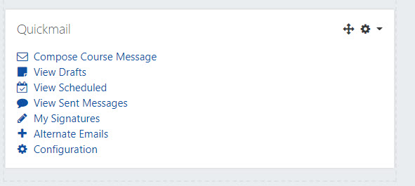 A picture of the quickmail Block menu in HFCOnline