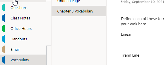 This shows that the page successfully ended up in the student section